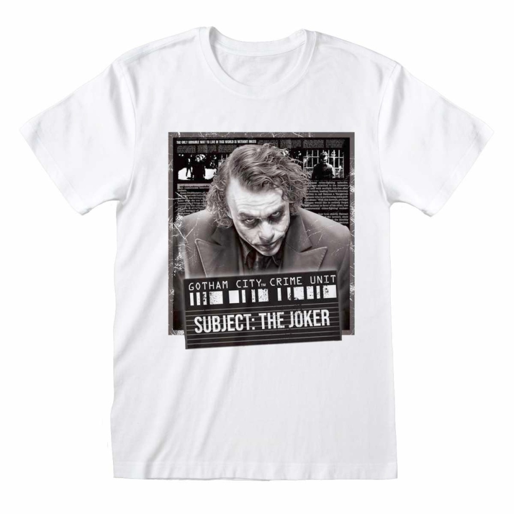 DC Comics Batman - The Dark Night - Joker Mug Shot Herren T-Shirt - Weiß